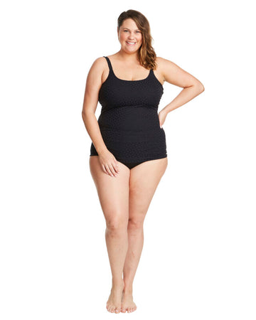 Genevieve Raglan High Neck Swimsuit Aztec Black